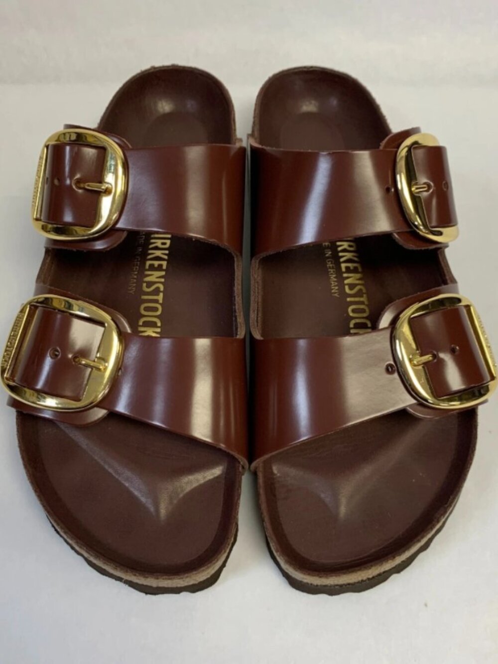 Birkenstock Arizona Big Buckle Chocolate Natural Leather Patent Exquisite Reg